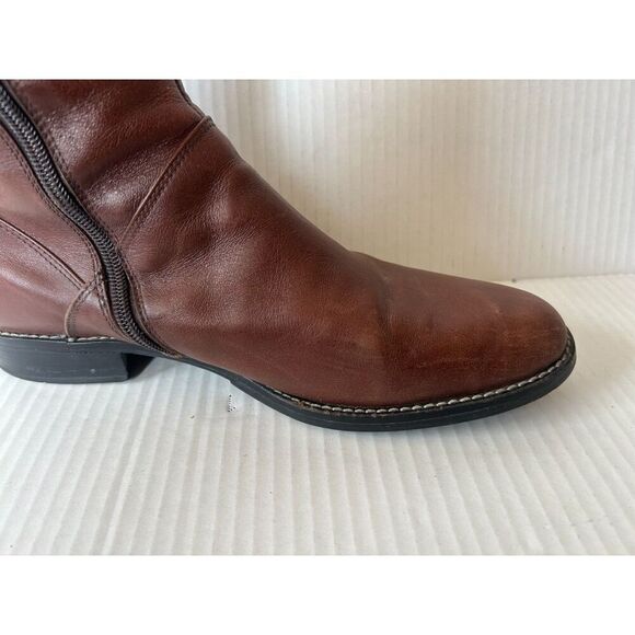 Fatte a mano Cognac Brown Leather Riding Boots Size 38.5 Made In Italy 8 - Picture 11 of 14